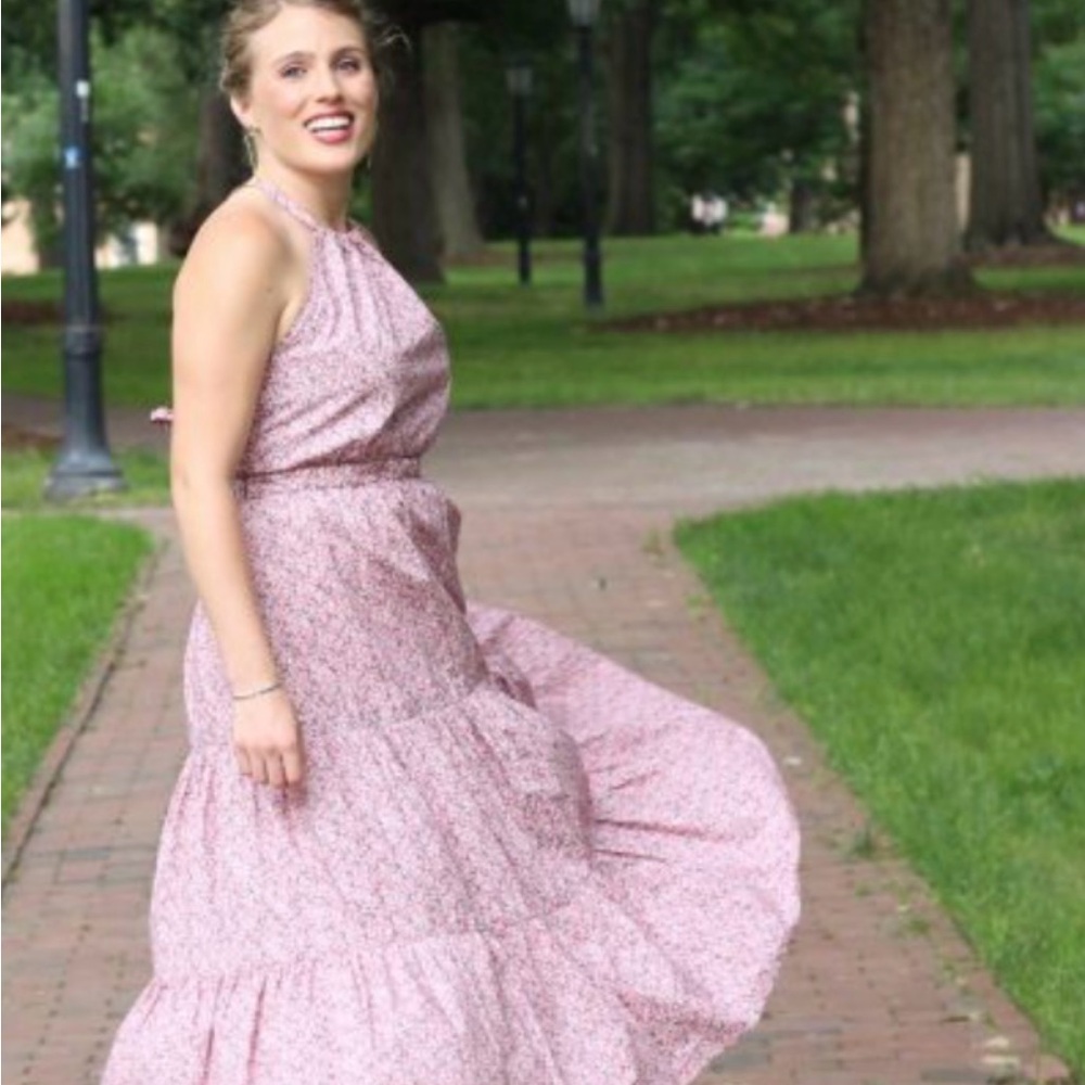 LA VIE REBECCA TAYLOR Meadow Floral Tie Back Tiered Sundress Size Medium - Picture 4 of 12